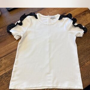 Opening Ceremony White Blouse with Black Ruffle Sleeves